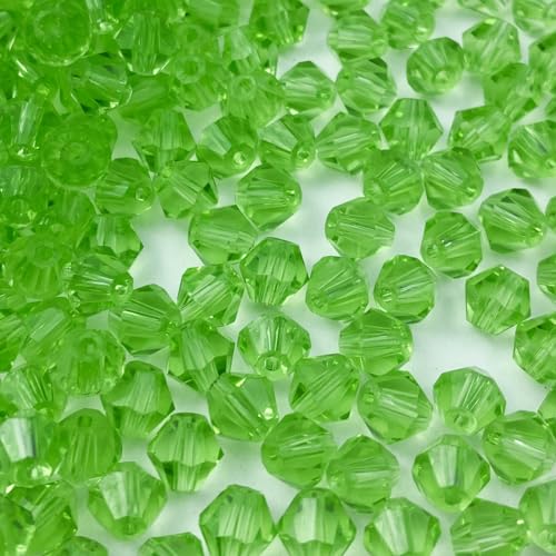 400pcs Bicone Crystal Beads 4mm Crystal Glass Faceted Beads for Necklace Bracelet Earrings DIY Jewelry Crafts Making Supplies(Light Green) - color: Light Green, size: 4mm