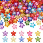 Craftdady 200pcs Transparent Random Mixed Colors Acrylic Star Spacer Beads 12x11mm Round Bead Inside Plastic Loose Charms with 2mm Hole for DIY Jewelry Making - color: Acrylic Star Round Bead in Bead