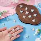 FASHEWELRY 20Pcs Alloy Butterfly Charms Filigree Butterfly Insect Pendants with Iridescent Color Resin 16mm Bling Butterflies Nail Charms for Earring Jewelry Making Necklace Bracelet Craft - color: Butterfly-Blue Pink