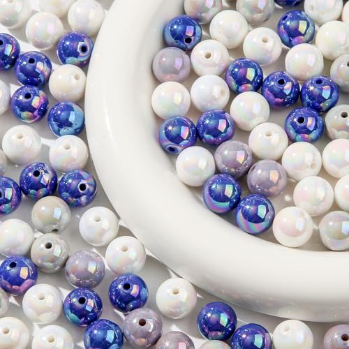 16mm Acrylic Beads 100pcs Ab Dark Blue&Grey Bead Chunk Bubblegum Beads for Pens for Necklace Jewelry Bracelets DIY Crafts Making (Dark Blue&Grey) - color: dark blue&grey