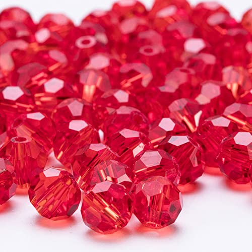 300PCS 4mm Rondelle Crystal Beads for Jewelry Making, Siam Faceted Round Crystal Glass Beads for Jewelry, Spacer Beads for Bracelet Making, Glass Bead for DIY Crafts Projects - color: Siam, size: 4mm/300pcs