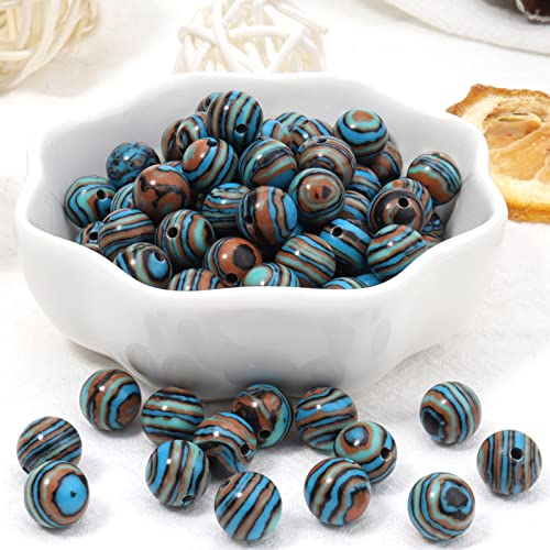 35pcs 10mm Natural Stone Beads Blue Malachite Beads Energy Crystal Healing Power Gemstone for Jewelry Making, DIY Bracelet Necklace - color: Blue Malachite, size: 10mm