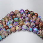 MJDCB 12mm Purple Blue Imperial Jasper Gemstone Beads Round Loose Stone Bead for Jewelry Making Bracelets Necklaces - color: Purple Blue Imperial Jasper, size: 12mm