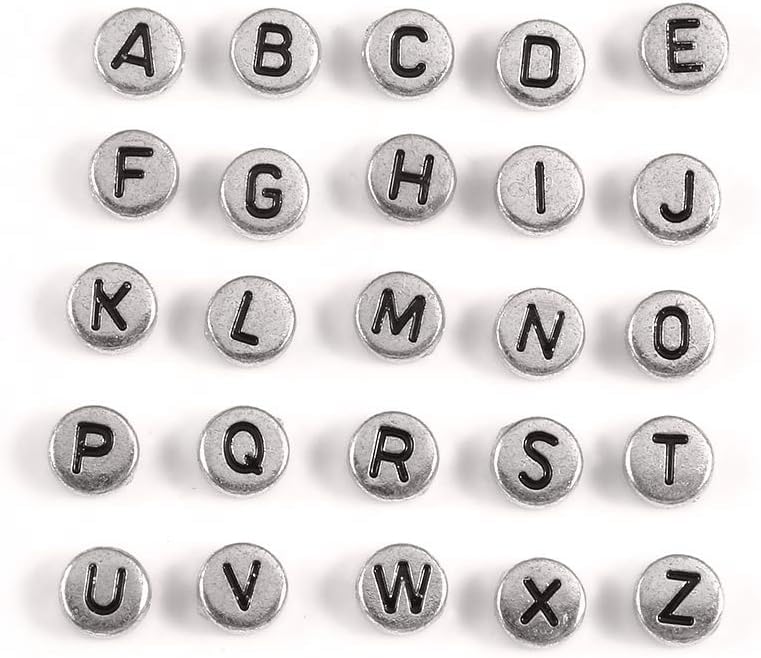 Song Xi 1200pcs Silver Letter Beads for Bracelets, 4x7mm Black Alphabet Beads Friendship Bracelets Jewelry Making Kit for Christmas Gifts - color: 1200pcs white rose gold letter
