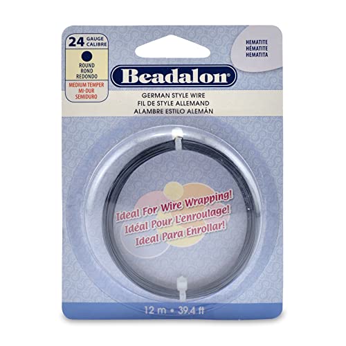 Beadalon German Style Wrapping Wire, Round, Hematite Color, 24 Gauge, 12 m / 39.4 ft - color: Hematite, size: 24 gauge / 39.4 ft