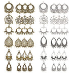 SUNNYCLUE 48Pcs 6 Styles 2 Colors Alloy Chandelier Component Links Charms Tibetan Style Earring Chandelier Filigree Pendants Findings for DIY Earring Necklace Jewellery Making Supplies Crafts - color: 48pcs 6 Styles 2 Colors