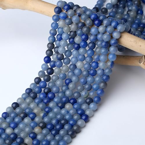 DUQGUHO Blue Aventurine Beads 8mm Natural Crystal Beads Round Polishing Stone Bead Genuine Gemstone Beads for DIY Jewelry Making 47 Pcs - color: Blue#6