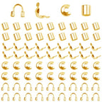 1400 Pieces Brass Tube Crimp Beads Wire Guardians Crimp Bead Knot Covers Bead Tips Knot Covers for DIY Bracelets Necklaces Jewelry Making Crafts Supplies(Gold) - color: Gold