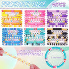 LUYI 32 Pcs Preppy Jewelry Bracelets for Women Clay Bead Colorful Surfer Heishi Bracelet Set Stackable Beaded Friendship Stretch Bracelets Boho Y2K Summer Beach Elastic Layering Bracelets - style: 48PCS-Bracelets