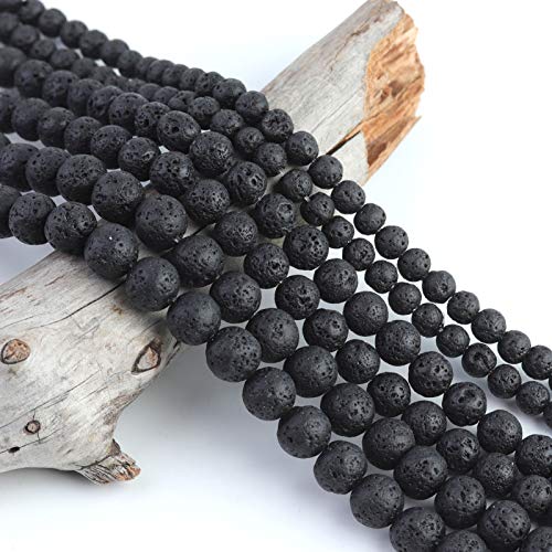 Natural Stone Beads 6mm Black Lava Polished Round Smooth Gemstone Beads for Jewelry Making 15 Inch(Black Lava,6mm) - color: Black Lava, size: 6mm