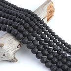 Natural Stone Black Lava Beads - Polished Round Smooth 10mm Loose Gemstone Beads for Jewelry Making - 15 Inch - color: Black Lava, size: 10mm