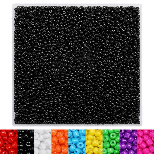 IOOLEEM Black Seed Beads, 4000+pcs 3mm Glass Beads, Ideal for Jewelry Making, Perfect for Bracelets - color: Black, size: 3mm / 4000pcs