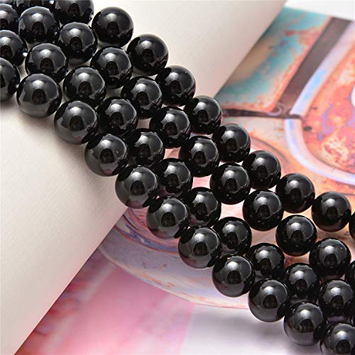 NCB 100pcs Original Natural Stone Beads Gemstone Round Loose Beads 6mm 8mm 10mm (Black Onyx Agate, 6mm 100Beads) - color: Black Onyx Agate, size: 6mm 100Beads