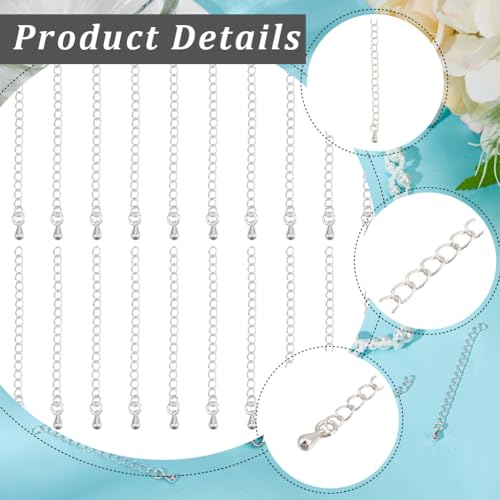Beebeecraft 20Pcs 2 Colors Teardrop Chain Extender, 18K Gold & Sterling Silver Plated Bracelet Extender Chains Charm Extension Curb Chains Tails for Jewelry Making Necklaces DIY Crafts Supplies - color: Gold & Silver-teardrop