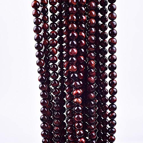 Natural Round AAA+ Red Tiger Eye Gemstone Loose Beads Energy Stone Healing Power for Bracelet Jewelry Making 1 Strand 15"（8mm,48pcs） - color: red, size: 8mm