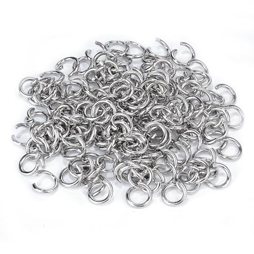 500Pcs 9mm Stainless Steel Open Jump Rings 15 Gauge Metal O Rings Single Loop Connectors for Jewelry Necklaces Bracelet Earrings Keychains Chainmail DIY Making - color: dark silver-15gauge, size: 9mm