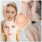 Pearl Beads for Craft, Anezus 200pcs Ivory Faux Fake Pearls, 12 MM Sew on Pearl Beads with Holes for Jewelry Making, Bracelets, Necklaces, Hairs, Crafts, Decoration and Vase Filler - size: 12 MM