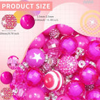 106 Pcs 20mm Beads for Pens Making with Rondelle Spacer Beads Rose Red Acrylic Focal Bubblegum Bead Crystal Round Sparkly Chunky Bead for Pens Beadable Keychain DIY Craft Jewelry Making Supplies - color: Rose Red