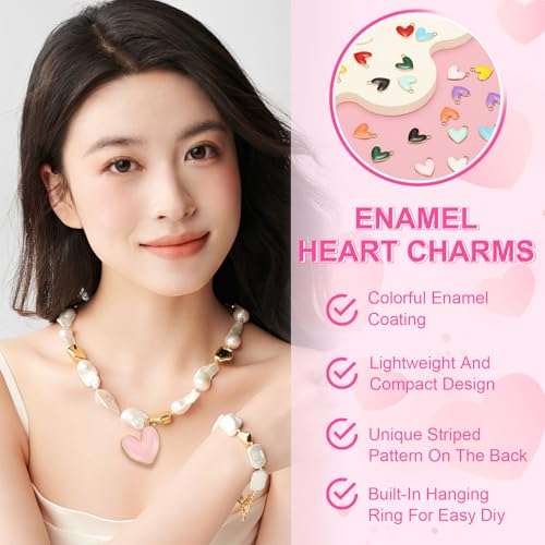 MECCANIXITY Enamel Alloy Heart Charm, Valentine Heart Pendants Love Jewelry Making Charm for DIY Necklace Bracelet Earrings Keychain - color: Blue