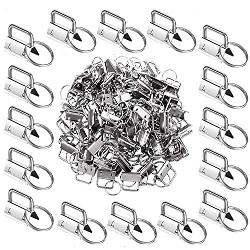Qovydx 45Pcs 1 inch Silver Key Fob Hardware Kits 1” Metal Keyfobs Hardware Bulk for Keychains Fob Wristlet Hardware with Key Ring for Lanyard - color: Silver Key Fob Hardware