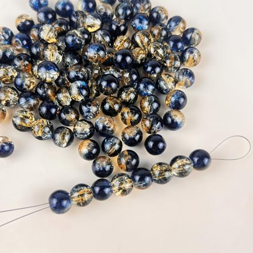 100 Pack 8mm Glass Beads for Jewelry Making, Graduated Color Mix, Bulk DIY Craft Supplies - color: Color6