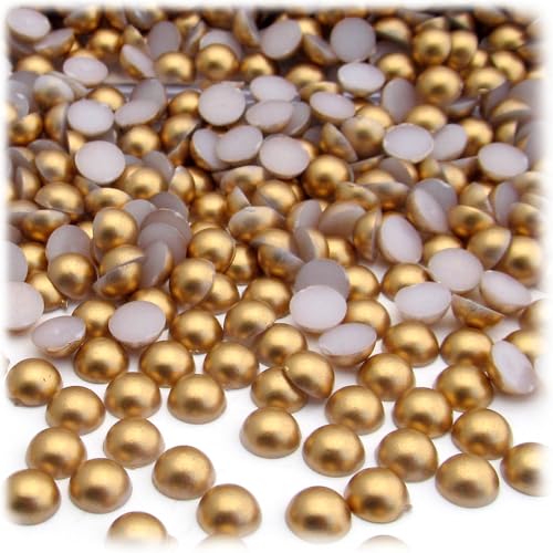 The Crafts Outlet 144pc Pearl Finish Half Dome Beads, Round, 5mm, Golden Caramel Brown