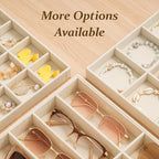 pickpiff Drawer Sunglass Organizer & Display Tray: 1 Pcs 8 Grids Velvet Scratch-Free Eyeglasses Case (13.8x9.4x1.6inch) - Soft Beige Glasses Storage Holder Box for Men & Women - size: 8 grids