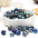 45pcs 8mm Natural Mixed Blue Imperial Jasper Gemstone Beads Energy Healing Crystal Round Loose Stone Beads for Jewelry Making, DIY Bracelets Necklaces - color: Mixed Blue Imperial Jasper, size: 8mm