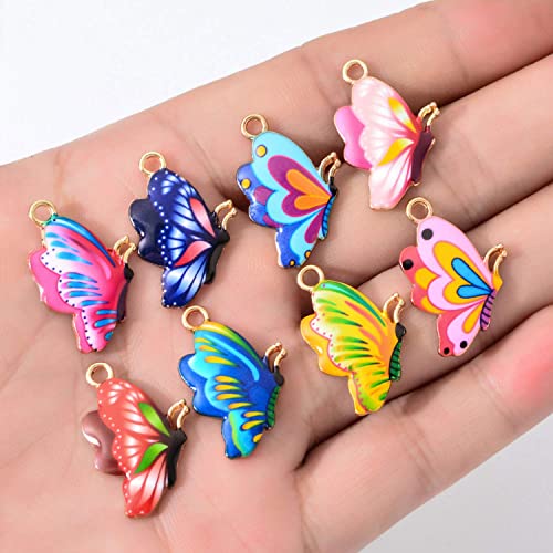 30 Pcs Mixed Color Alloy Enamel Butterfly Charms Pendant for Earrings Bracelets Necklace DIY Making Jewelry Making Accessories