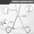 BBTO Hemostat Curved and Straight Hemostat Forceps Piercing Pliers Forceps, Stainless Steel Straight and Curved Pliers, Fishing Tweezer(Silver,2 Pcs) - color: Silver