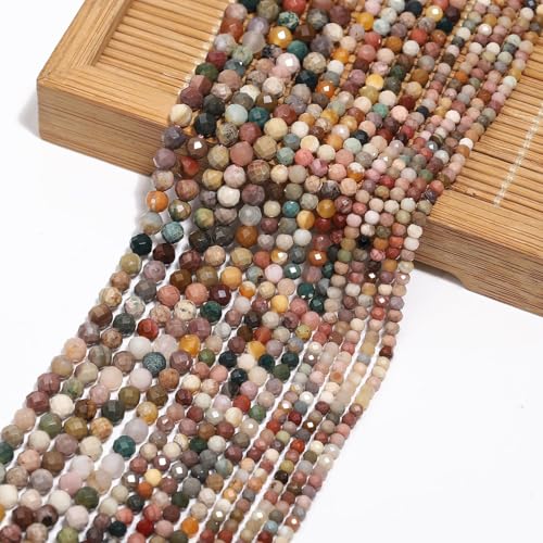 Natural Turquoise Beads, 4mm 90pcs Small Round Faceted Loose Gemstones for DIY Jewelry Making, Handmade Bracelet and Necklace Crafting, with Size Card - color: Turquoise, size: 4mm