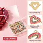 Cheriswelry Rhinestone Enamel Connectors Charm Links Evil Eye Alloy Metal Pendants Antique Silver Flat Round Hamsa Hand Owl Feather Heart Charm Pendant for Bracelet Necklace Jewelry Making - color: 8 Color- Heart