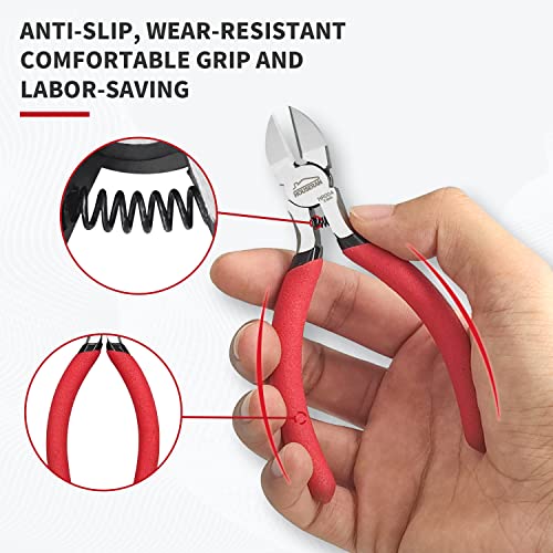 5 inch Wire Cutters, 5 Pack Diagonal Cutters, Side Cutters, Wire Cutter Set, Wire Snips, Small Diagonal Cutters with Spring Loaded, Diagonal Cutting Pliers for Crafts, Jewelry Making - color: 5 Inch 5 Pack