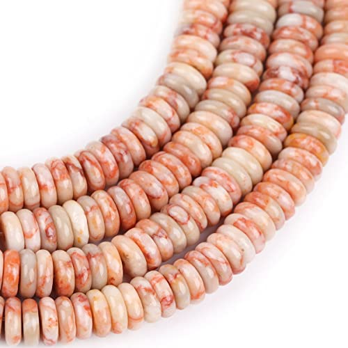 JOE FOREMAN 2x6mm Natural Red Crazy Lace Agate Stone Heishi Disc Rondelle Spacer Beads for Jewelry Making Full 15" Strand Energy Stone Healing Power Crystal - color: Red Crazy Lace Agate