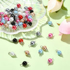 Ipotkitt 100 Pcs Colorful Pearlized Glass Pearl Charms Two Hole Round Links Charms End Drop Bead Connectors for DIY Jewelry Making - color: 100pcs-Glass Pearl Links-17x8mm