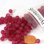 100 Matte Frosted Translucent 6mm x 5mm Round Loose Glass Jewelry Spacer Beads with 1.2mm Hole in Many Colors (Wine Red) - color: Wine Red