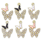 16-Pcs Crystal Jewelry Making Charms Silver Pendant Charm For Women Making Jewelry Crafts Rhinestone Charms - color: Butterfly