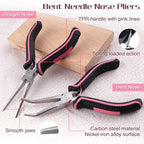 2PCS Mini Needle Nose Pliers Set Smooth Jaws Small Long Nose Pliers and Bent Nose Pliers Jewelry Plier for Jewelry Making, Extra Long Needle Nose Plier for Wire Wrapping Object Gripping - style: Straight & Bent Needle Nose Plier Smooth Jaws