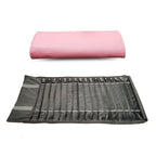 Portable Jewelry Roll Untangled Secure Necklace Travel Storage Bag Displays Holder 16 Chain (Pink PU and gray velvet) - color: Pink PU and gray velvet