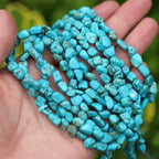 Simulated Turquoise 6-8mm Oval Irregular Freeform Tumbled Loose Gemstone Beads for Jewelry Making 15 Inch Strand 50-55 Pcs - color: Turquoise-1 strand15”-approx. 55 beads