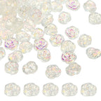 uxcell 50 Pcs Rose Beads, 0.55" Glass Flower Rose Charm Carved Loose Spacer Crystal Craft Beads for DIY Jewelry Making Bracelet Beading Projects Supplies, White - color: White