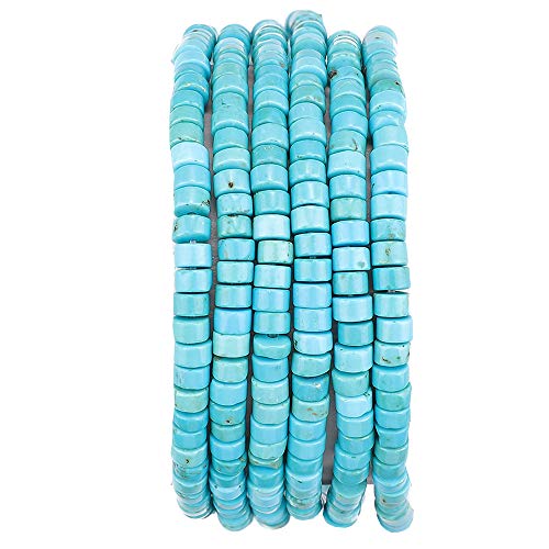 BEADIA Natural Blue Turquoise Spacer Beads Caps Loose Semi Gemstone for Beading Jewelry Making 4mmx2mm 38cm - color: Blue Turquoise, size: Round 4mm x 2mm