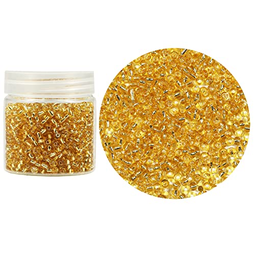 Bala&Fillic Clear Golden Lined Color 4mm Seed Beads About 1400pcs in Box 6/0 Glass Craft Seed Beads for Jewelry Making, Hole 1.2mm (Clear Golden Lined) - color: Clear Golden Lined, size: 4mm