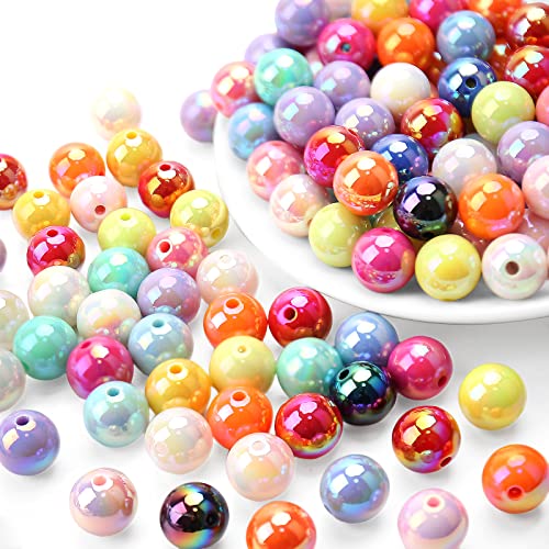 BONNY BOXX 50PCs 16mm AB Color Acrylic Round Beads Assorted Pearl Color Mix Plastic Pastel Loose Spacer Bubblegum Beads for Jewelry Making Phone Strap DIY Crafts - color: AB Color