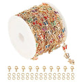 16.4 Feet Gold Plated Necklace Chain for Jewelry Making, Colorful Rhinestone Butterfly Cable Link Chain Bulk with Open Jump Rings and Lobster Clasps - color: Colorful Butterfly- Gold