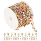 16.4 Feet Gold Plated Necklace Chain for Jewelry Making, Colorful Rhinestone Butterfly Cable Link Chain Bulk with Open Jump Rings and Lobster Clasps - color: Colorful Butterfly- Gold