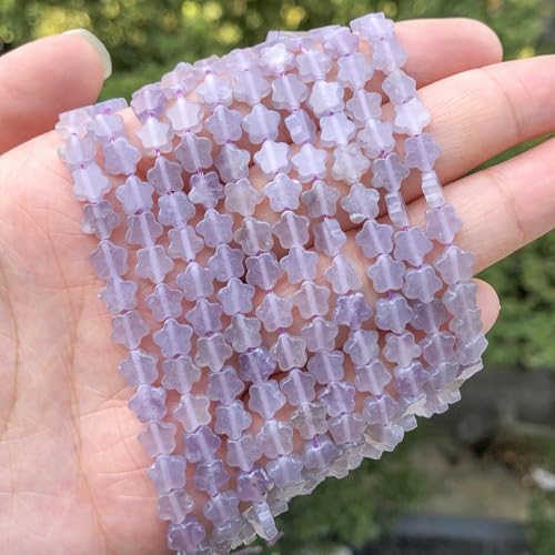 Songxi 60pcs 6mm Purple Crystal Plum Blossom Natural Stone Beads for Jewelry Making, Smooth Loose Flower Shape Gemstone Beads for Bracelets Necklace Earrings Making Supplies ﻿ - color: Purple Crystal