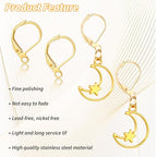 12Pack Gold Earring Hooks for Jewelry Making, Leverback Ear Wire Findings Women Ear Ring Charms, Lever Back Dangle Earring Clasps - Stainless Steel