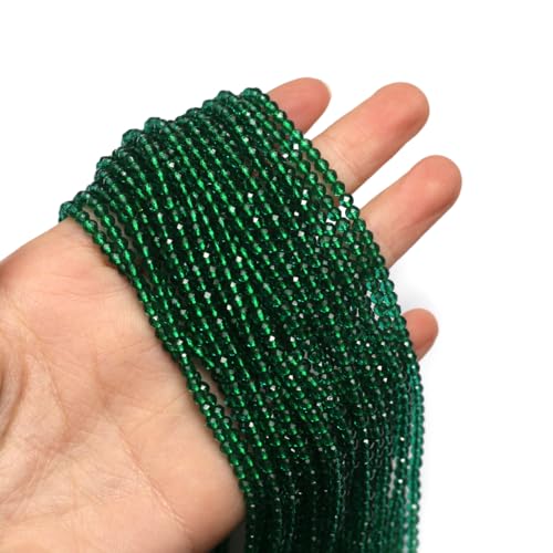 10 Strands Spinel Beads Artificial Faceted Small Round Loose Beads 3mm 15 inch for Jewelry Making Charms Necklace Bracelet - color: Green
