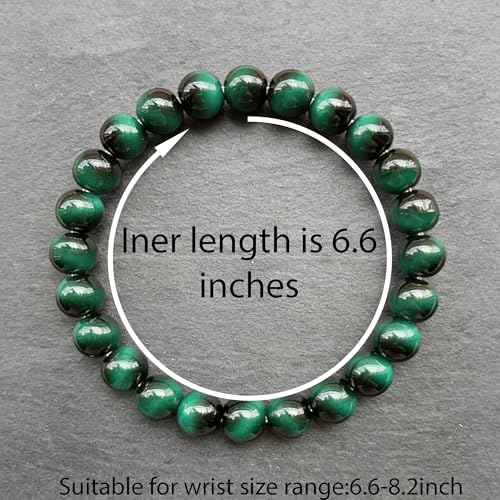 Handmade 8mm Beaded Bracelets For Men Protection Bracelet For Women Chakra Feng Shui Stretchy Handmade Lucky Money Stretchy Crystal Bracelets Best Gifts - color: Simulated Green Tiger